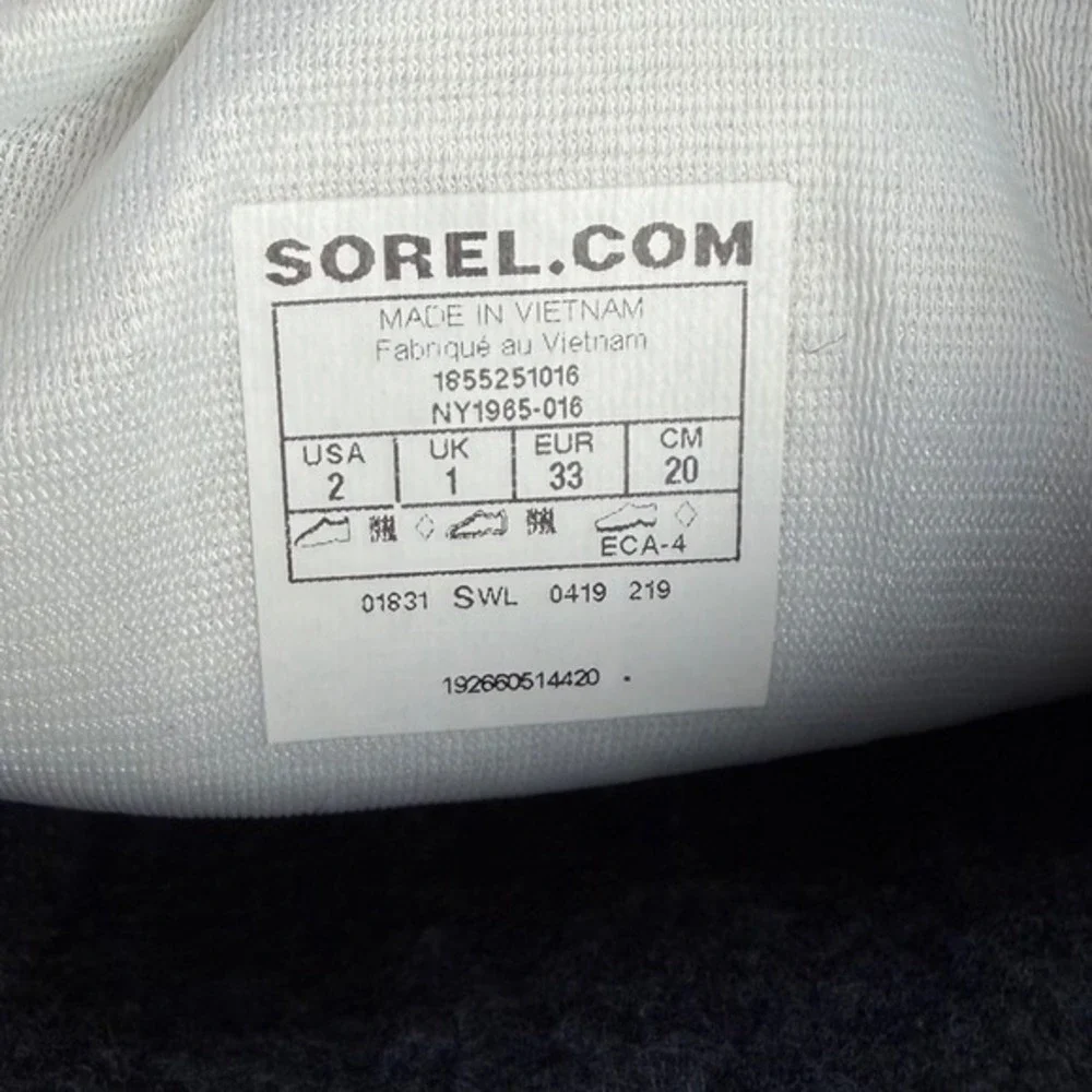Sorel Kids Flurry Black Snow Boots‎ Waterproof Winter Size 2